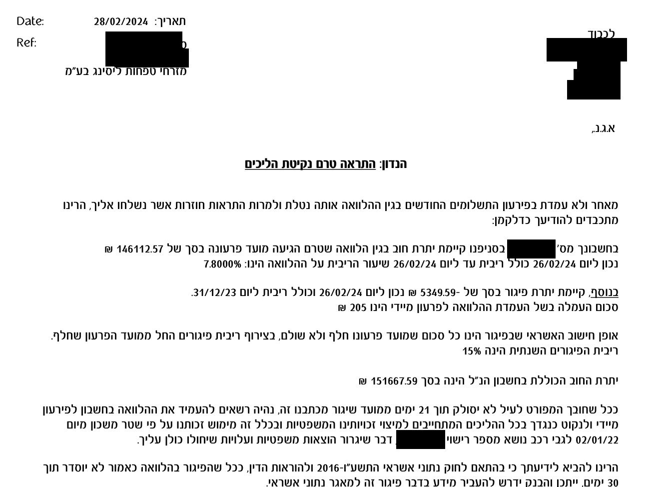 Document 3: Letter from Mizrahi Tefahot Leasing, 28 February 2024,